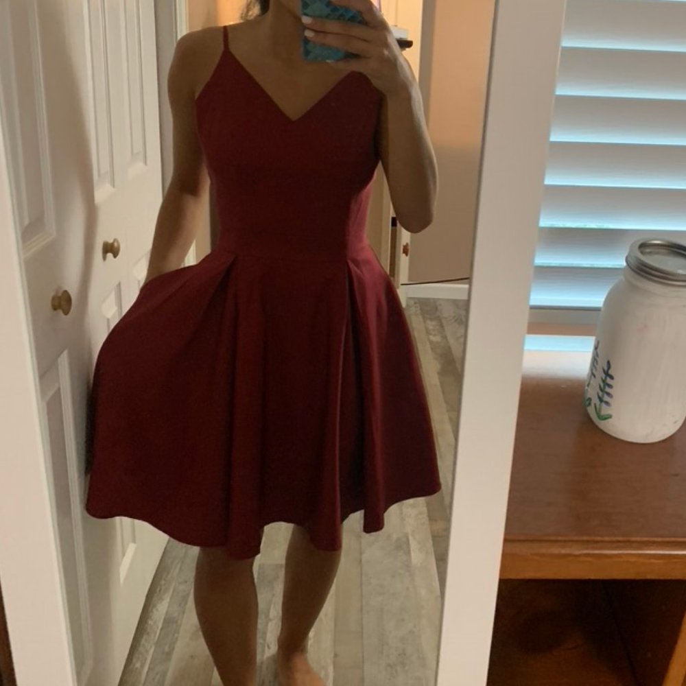 Maroon Satin Dress